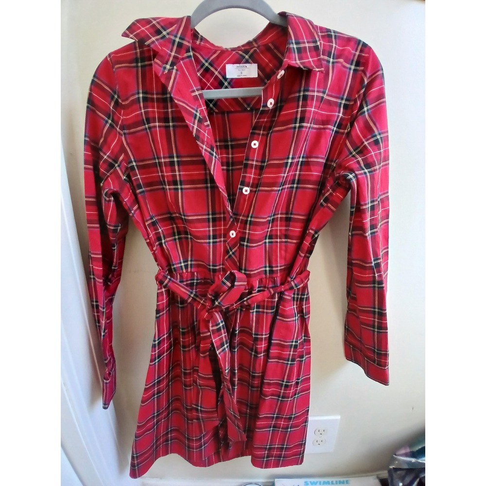 UNTUCKit Red Plaid Long Sleeve Dress